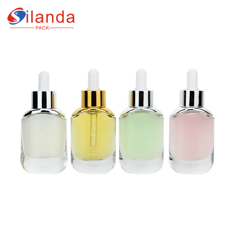 Silver Gold 30ml Glass Dropper Serum Bottles Skincare Essential Oil Liquid Foudation Cosmetic Packing Bottle   