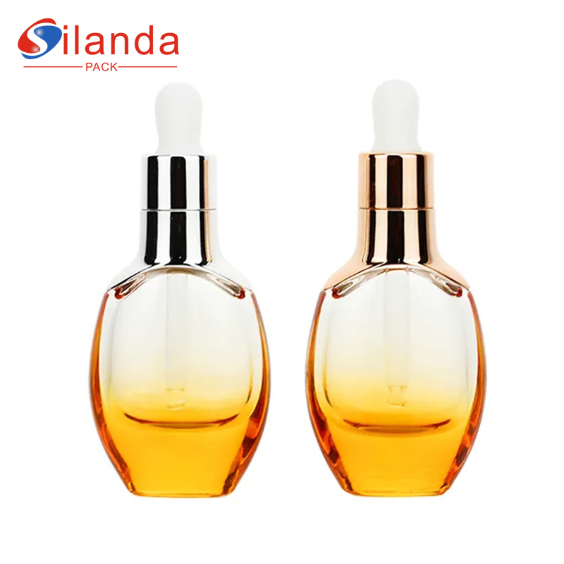 New 30ml Yellow Glass Dropper Serum Bottles Skincare Essential Oil Bottle   