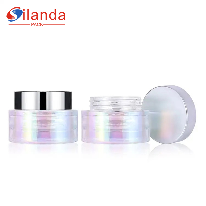 Iredescent 30g Glass Cream Jar Thick Bottom Skincare Bottles