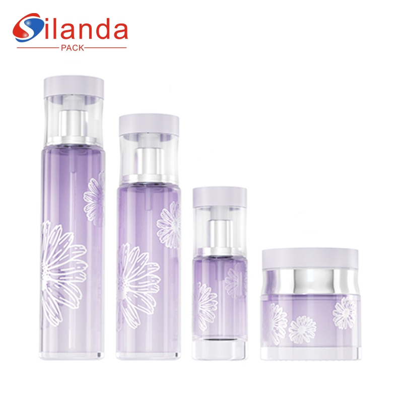 High-end Glass Pump Skincare Bottle Sets Cosmetic Toner Lotion Serum Packing Bottle Cream Jars 