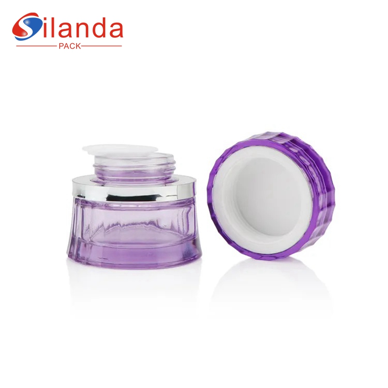 Fashion Purple 50g Glass Cream Jar Cosmetic Skincare Bottles 