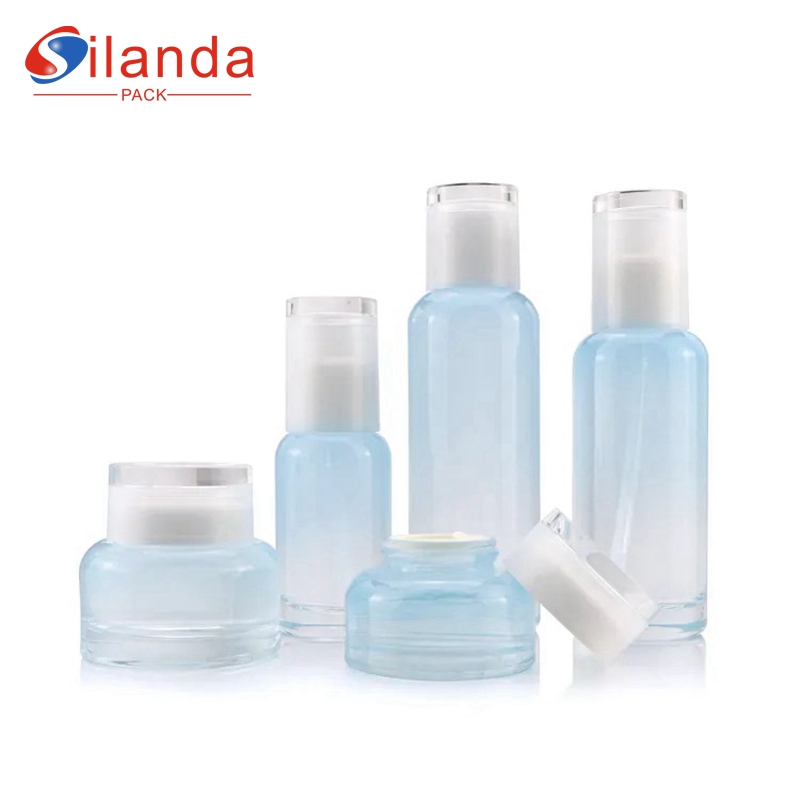 New Glass Skincare Bottle Set Cosmetic 30g 50g 45ml 100ml 120ml Toner Lotion Serum Packing Pump Bottles Cream Jars   