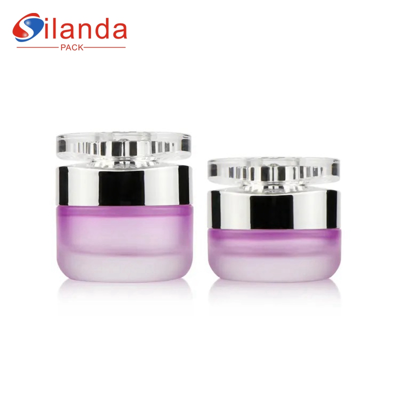 30g 50g Frost Purple Glass Cream Jar Cosmetic Skincare Packing Bottles 