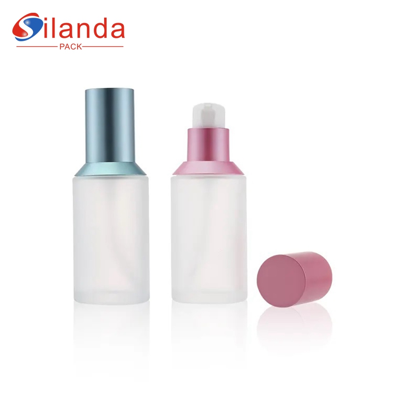 Hot Sale Frost Glass Lotion Bottle 50ml Skincare Face Serum Squeeze Pump Bottles 