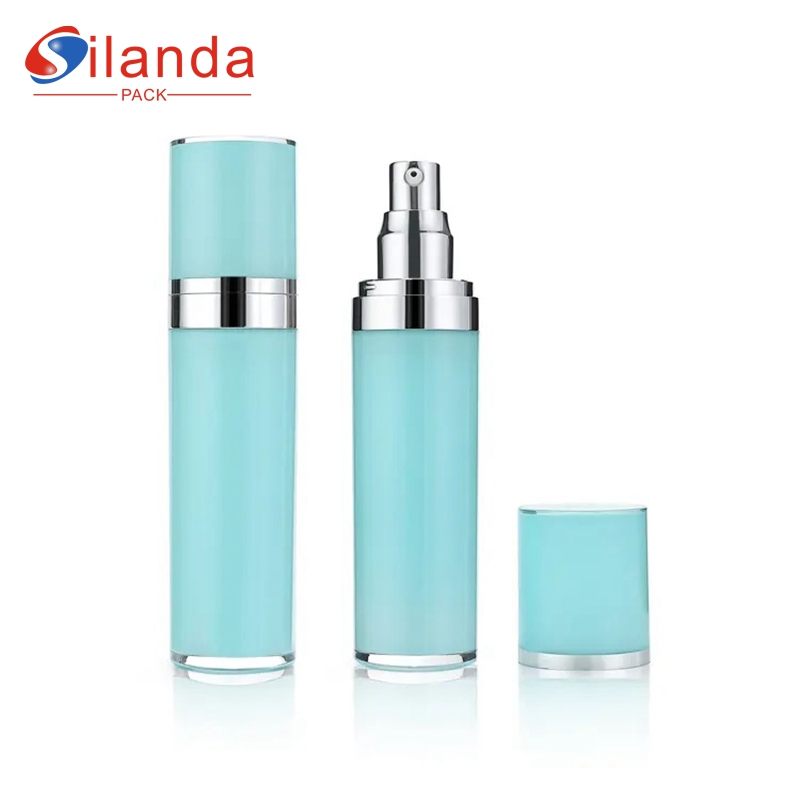 Exquisite Plastic PMMA Acrylic Blue Skincare Lotion Bottle with Pump Head Cosmetics Packing Bottles