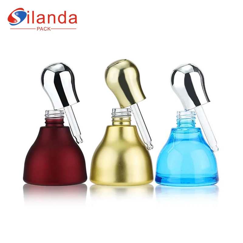 Unique Design 50ml Glass Dropper Serum Bottle Cosmetic Skincare Emulsion Essential Oil Packing Bottles  