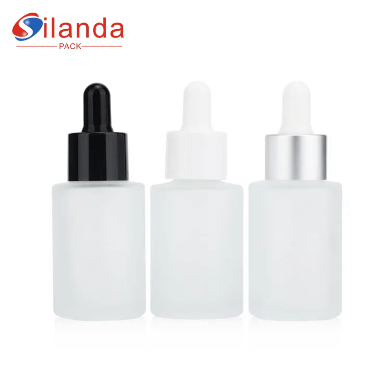 Frost 30ml 50ml Thick Bottom Glass Serum Bottle Cosmetic Skincare Emulsion Essential Oil Dropper Bottles 