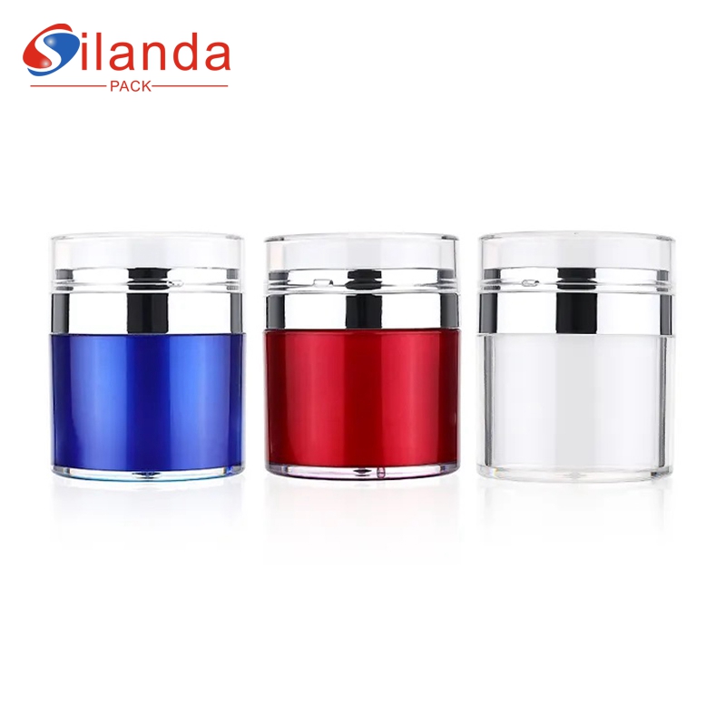 Silanda Pack New Red Blue 30g 50g Airless Pump Plastic Cream Jar Cosmetic Skincare Packing Bottles