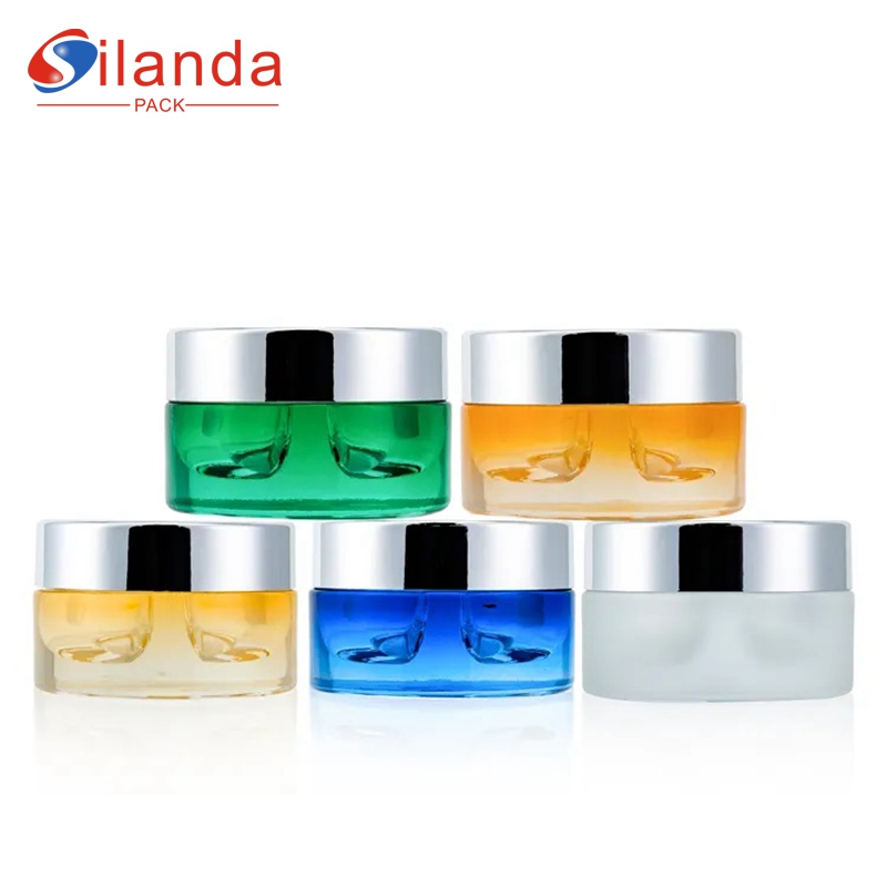 Elegant 15g 70g Glass Cream Jar with Screw Lid Dual Chamber Cosmetic Skincare Packing Bottles for Eye Face Creams  