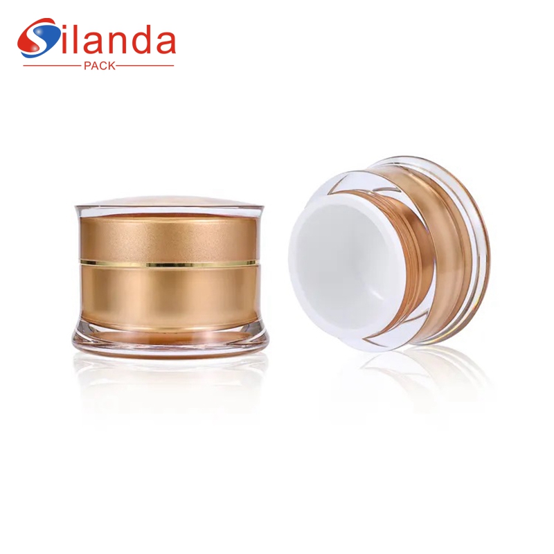 30g Double Layer Acrylic Cream Jar with Screw Lid Plastic Cosmetic Skincare Foundation Packing Bottles  