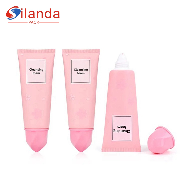 Pink Small Soft Cosmetic Facial Cleanser Tube PE Plastic Tubes for Face Wash Hand Cream Skincare Squeeze Packaging Container 