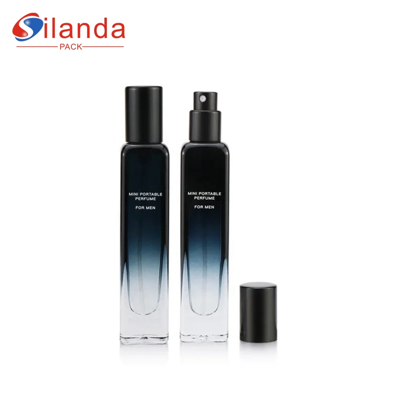 Gradation Black 15ml Square Glass Perfume Bottle Luxury Spray Perfumery Container  