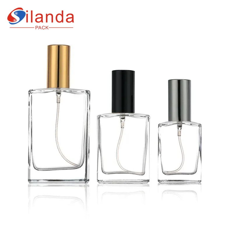 High Quality 30ml 50ml 100ml Flat Square Glass Perfume Bottle Pump Spray Perfumery Container Fragrance Bottles