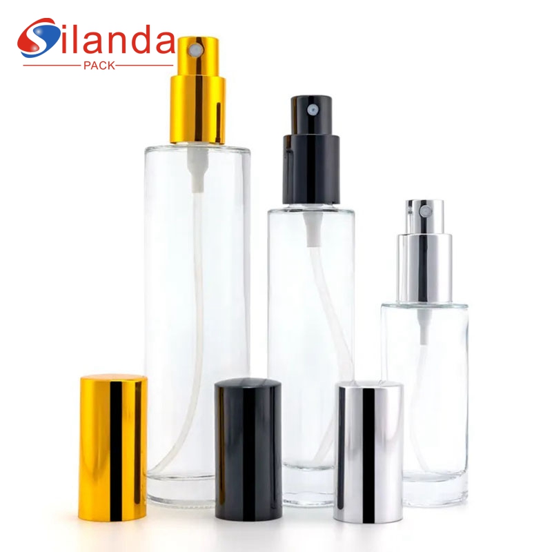 Refillable 30ml 50ml 100ml Clear Round Glass Perfume Bottle Pump Spray Perfumery Container Fragrance Bottles  