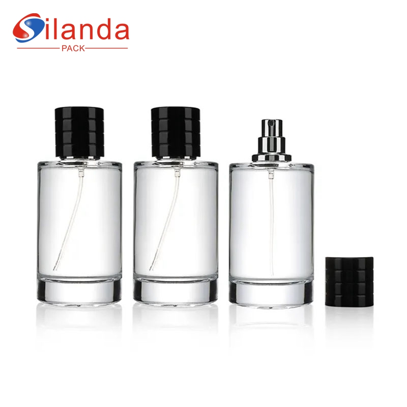 Luxury Cylinder 25ml 50ml 100ml Clear Glass Perfume Bottle Pump Spray Refillable Perfumery Container Fragrance Bottles  