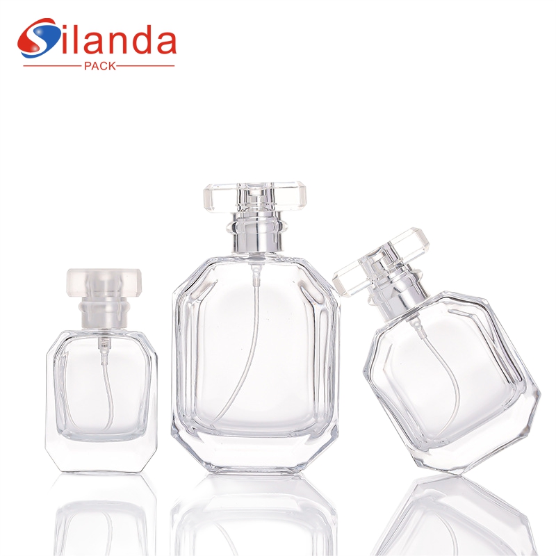 Exquisite 30ml 50ml 100ml Glass Perfume Bottle Fine Mist Flat Square Thick Bottom Travel Portable Bayonet Spray Perfumery Container Fragrance Bottles 