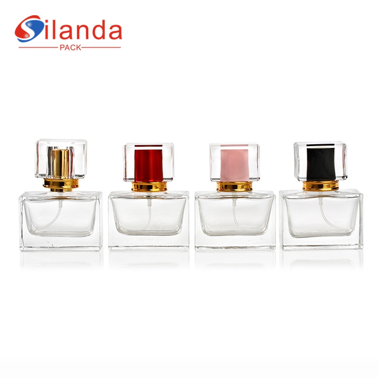 Elegant 30ml Square Glass Perfume Bottle Travel Portable Pump Spray Vintage Perfumery Container Fragrance Bottles  