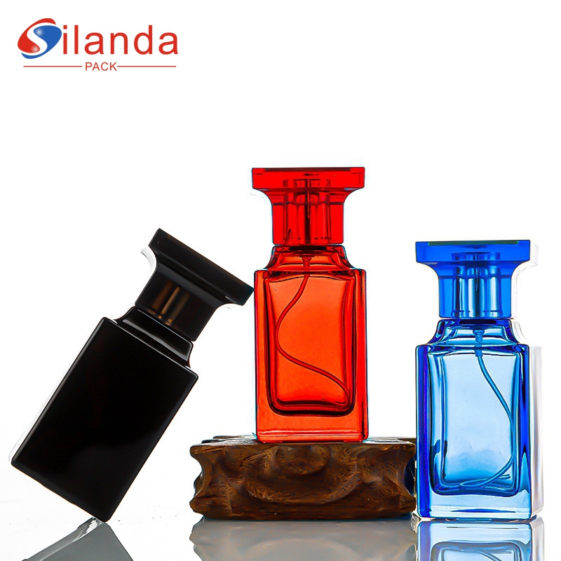 Refillable 30ml 50ml Square Glass Perfume Bottle Thick Bottom Travel Portable Fine Mist Pump Spray Vintage Perfumery Container Fragrance Bottles 