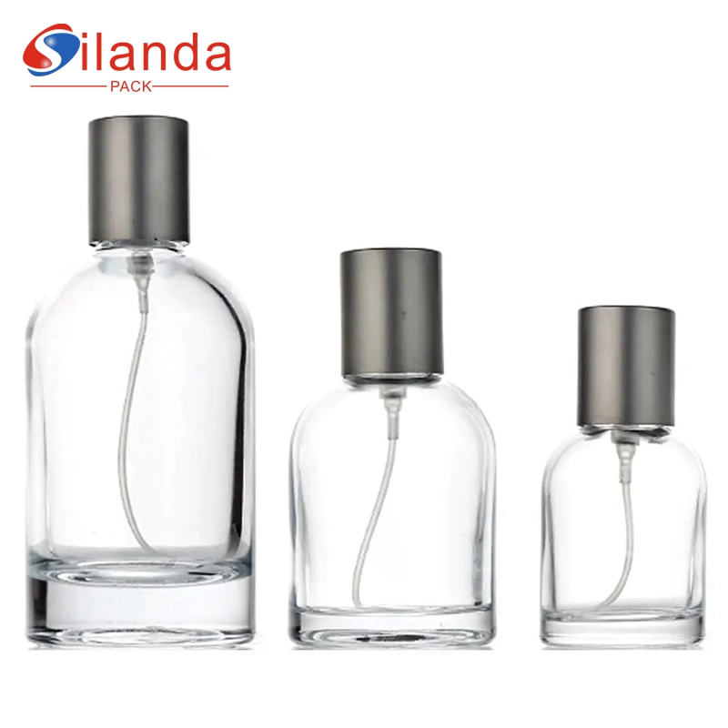 Recycled 30ml 50ml 100ml Clear Glass Perfume Bottle Thick Bottom Travel Portable Bayonet Pump Spray Elegant Perfumery Container Fragrance Bottles 