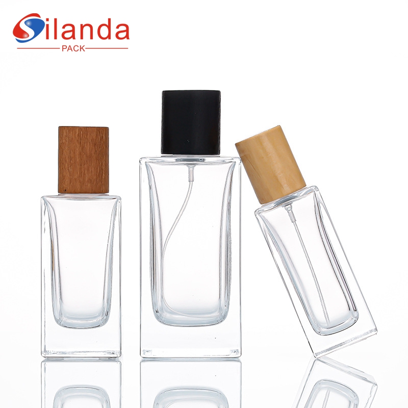 High Quality 30ml 50ml 100ml Clear Square Glass Perfume Bottle Thick Bottom Travel Portable Bayonet Pump Spray Elegant Perfumery Container Fragrance Bottles 