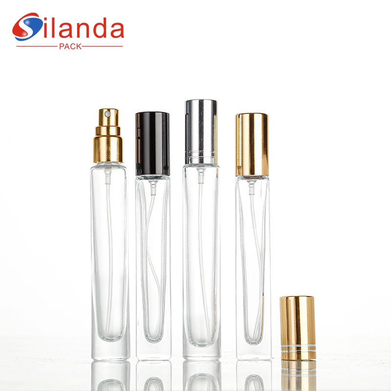 Elegant 10ml Clear Square Glass Perfume Bottle with Roller Ball Thick Bottom Travel Portable Pump Spray Cylinder Perfumery Container Screw Fragrance Bottles  