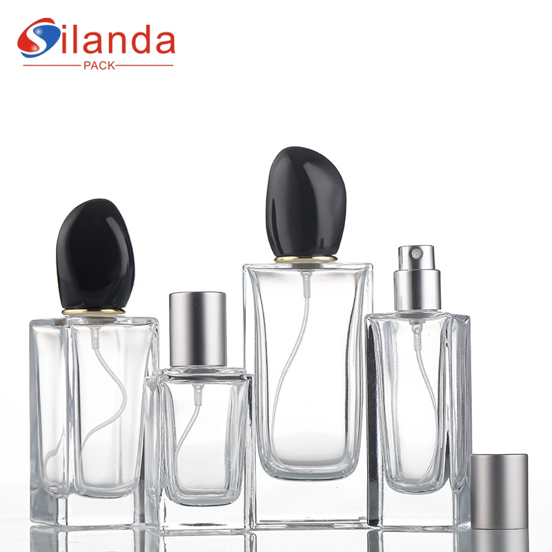 Luxury 30ml 50ml 100ml Clear Rectangle Glass Perfume Bottle Thick Bottom Travel Portable Fine Mist Pump Spray Elegant Perfumery Container Fragrance Bottles 