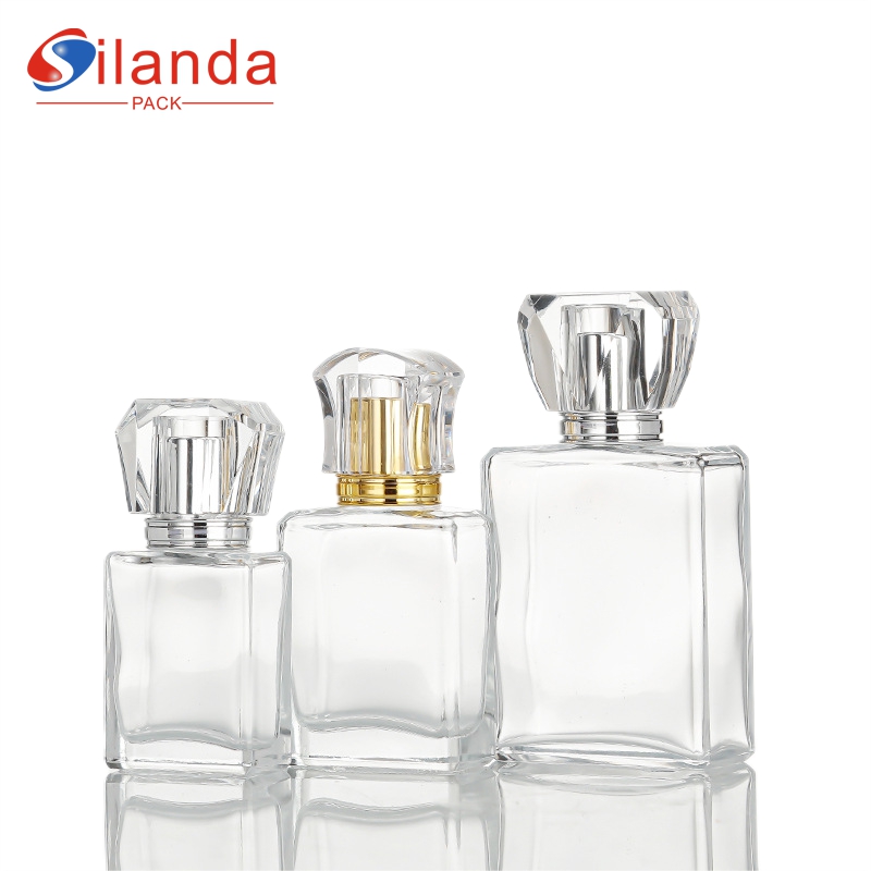 Thick Bottomed 30ml 50ml 100ml Clear Flat Square Glass Perfume Bottle Travel Portable Fine Mist Luxury Bayonet Perfumery Container Fragrance Bottles 