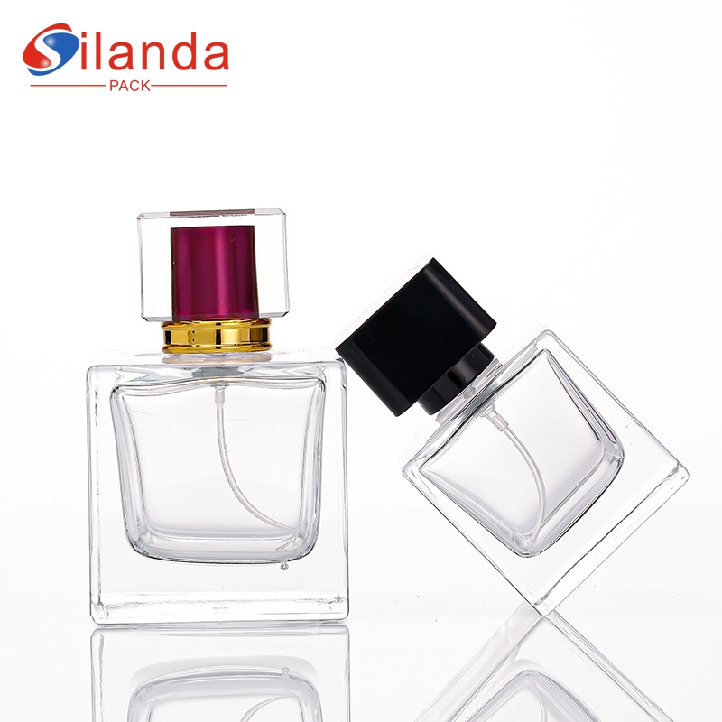 Nice Thick Bottomed 50ml 100ml Clear Flat Square Glass Perfume Bottle Travel Portable Pump Spray Recycled Bayonet Perfumery Container Fragrance Bottles