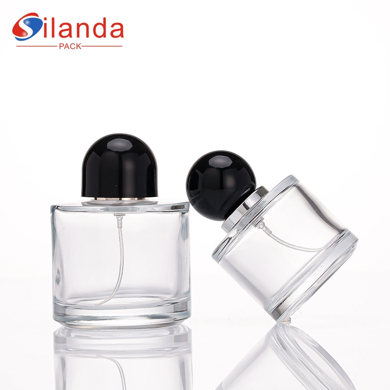 New 50ml 100ml Clear Flat Round Glass Perfume Bottle Thick Bottom Travel Portable Pump Spray Recycled Bayonet Perfumery Container Fragrance Bottles 