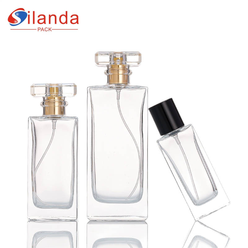 Top Quality 30ml 50ml 100ml Clear Square Glass Perfume Bottle Thick Bottom Travel Portable Pump Spray Luxury Bayonet Perfumery Container Fragrance Bottles 