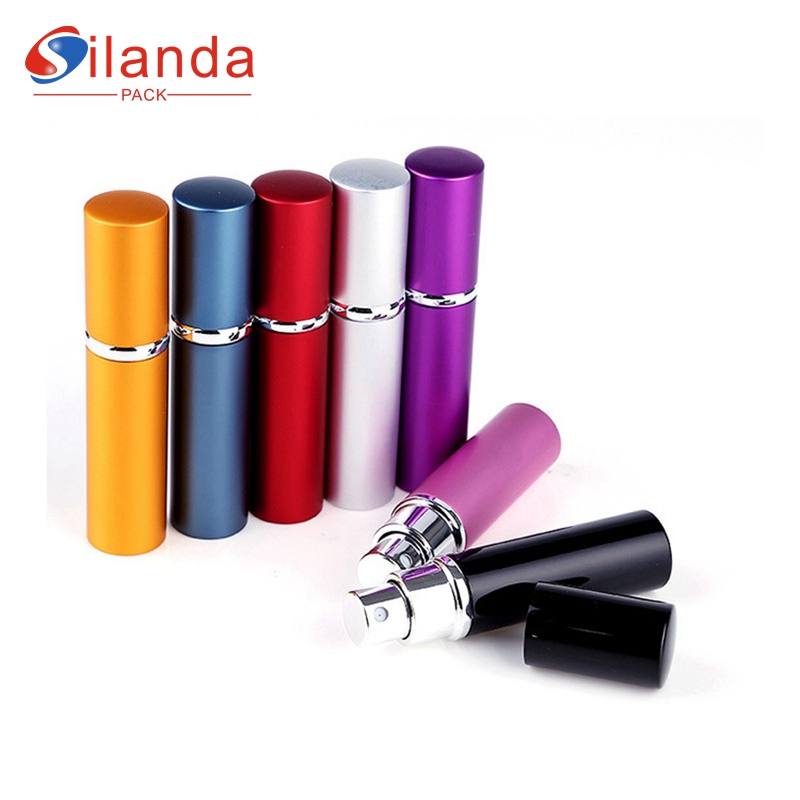 Refillable 5ml 10ml Aluminum Glass Perfume Bottle Flat Head Travel Portable Pump Spray Perfumery Container Fragrance Bottles  