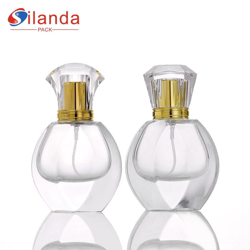 Deluxe 30ml Clear Glass Perfume Bottle Flat Round Thick Bottom Travel Portable Pump Spray Elegant Perfumery Container Fragrance Bottles 