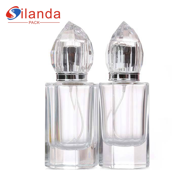 Thick Bottom 40ml 50ml Clear Cylinder Glass Perfume Bottle Travel Portable Fine Mist Luxury Perfumery Container Fragrance Bottles 