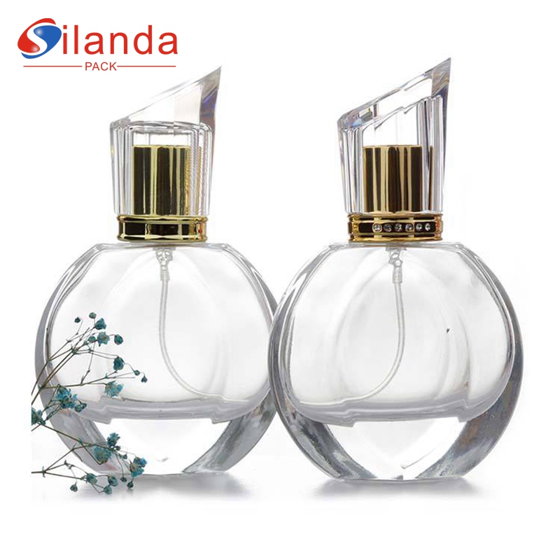 High End 30ml Clear Round Glass Perfume Bottle Travel Portable Thick Bottom Fine Mist Elegant Perfumery Container Fragrance Bottles 