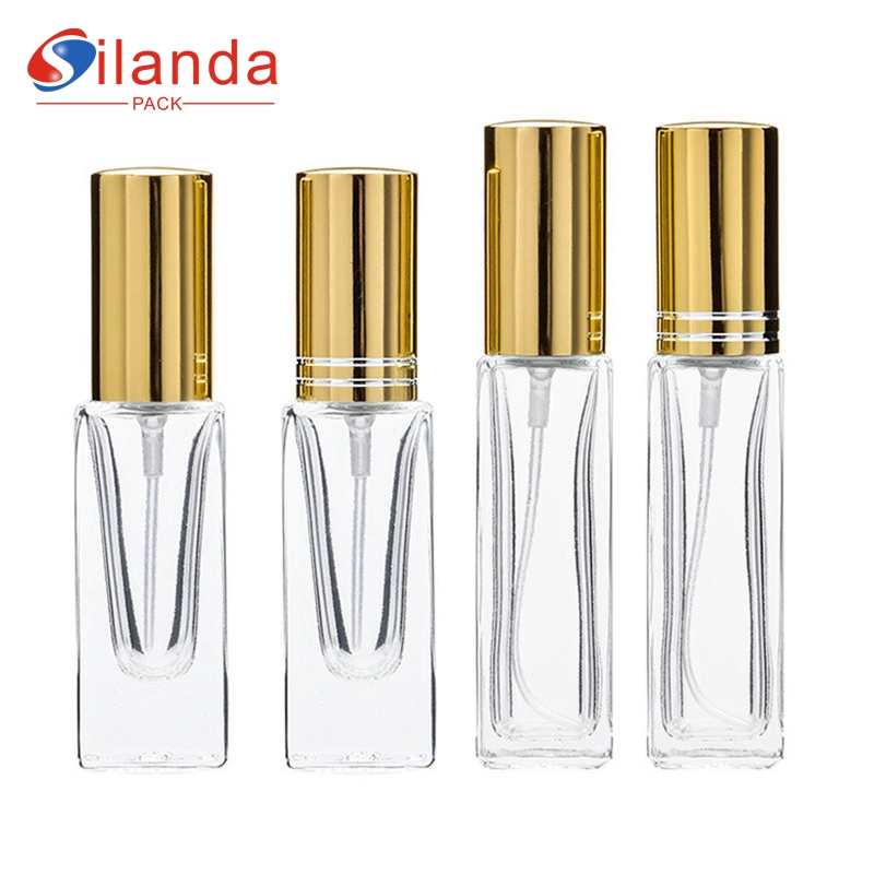 Thick Bottom 4ml 8ml Clear Square Glass Perfume Bottle Fine Mist Refillable Perfumery Container Fragrance Bottles