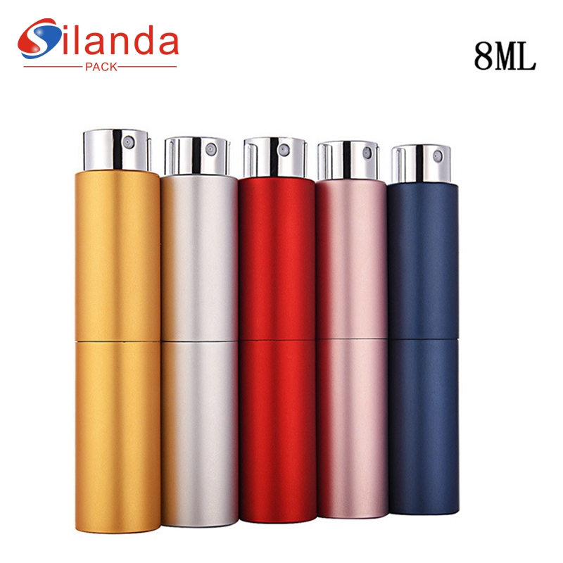 Elegant Travel Portable 8ml Twist Inner Glass Aluminum Outer Perfume Bottle Fine Mist Refillable Perfumery Container Fragrance Bottles