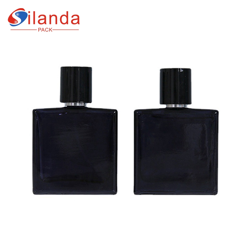 Luxury 30ml Black Flat Square Glass Perfume Bottle Pump Spray Thick Bottom Travel Portable Perfumery Container Fragrance Bottles 