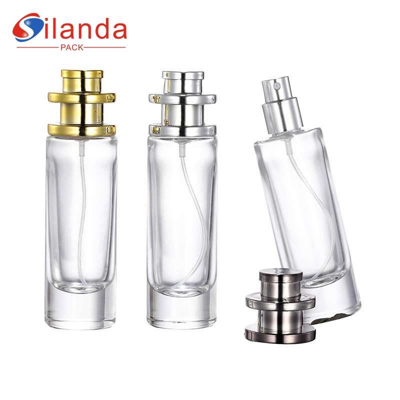 Thick Bottom Cylinder 30ml Clear Glass Perfume Bottle Elegant Fine Mist Pump Spray Perfumery Container Fragrance Bottles 