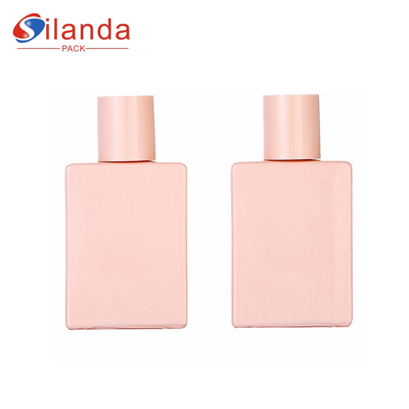 Elegant 30ml Pink Flat Square Glass Perfume Bottle Travel Portable Fine Pump Spray Perfumery Container Thick Bottom Fragrance Bottles 