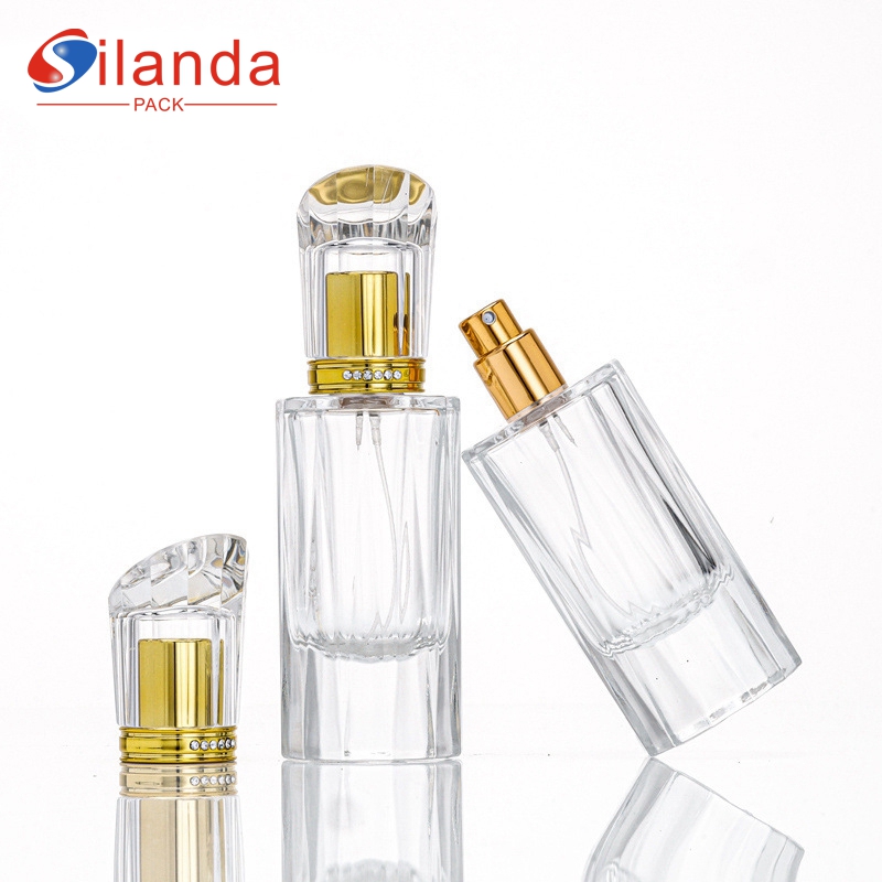 Deluxe Thick Bottom 50ml Clear Cylinder Glass Perfume Bottle Travel Portable Fine Mist Refillable Perfumery Container Fragrance Bottles 