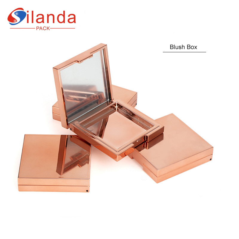 Rose Gold Square Blush Box with Mirror Nice Cosmetic Press Powder Compact Case Makeup Highlight Contour Powder Palette