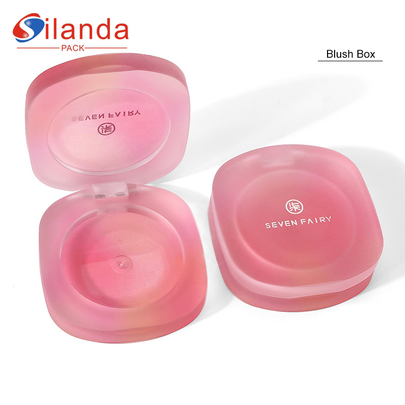 Pink Oval Single Color Blush Box Makeup Highlighter Cosmetic Press Powder Compact Case Solid Balm Empty Box