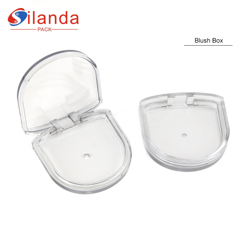 Transparent Semicircle Empty Blush Box Mini Eye Shadow Cosmetic Press Powder Compact Case