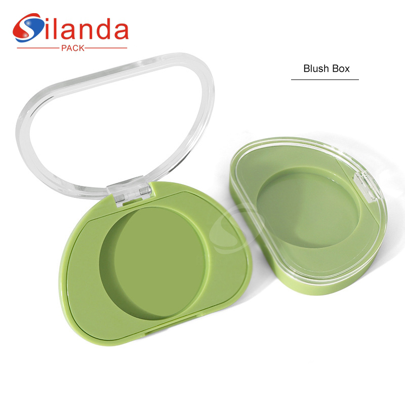 Green Semicircle Empty Makeup Blush Box Solid Balm Cosmetics Highlight Shading Powder Compact Case