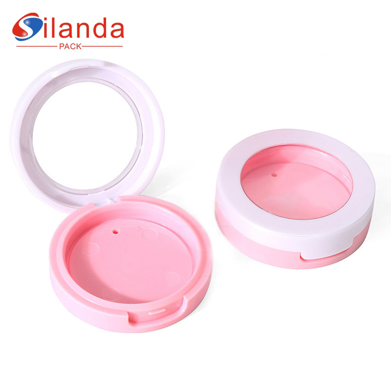 Portable Round Pink Empty Blush Box 6g Makeup Eye Shadow Case Pressed Powder Compact
