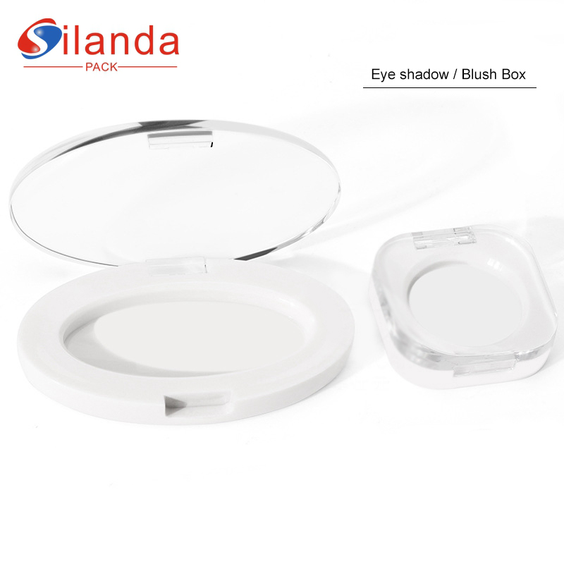 White Oval Makeup Blush Box Powder Compact Mini Square Empty Cosmetics Eye Shadow Case