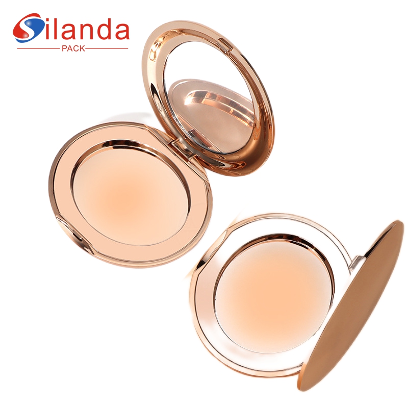 Oval Shaped Ultra Thin Portable 8g Highlight Blush Box Cosmetic Pressed Powder Compact Case with Mirror