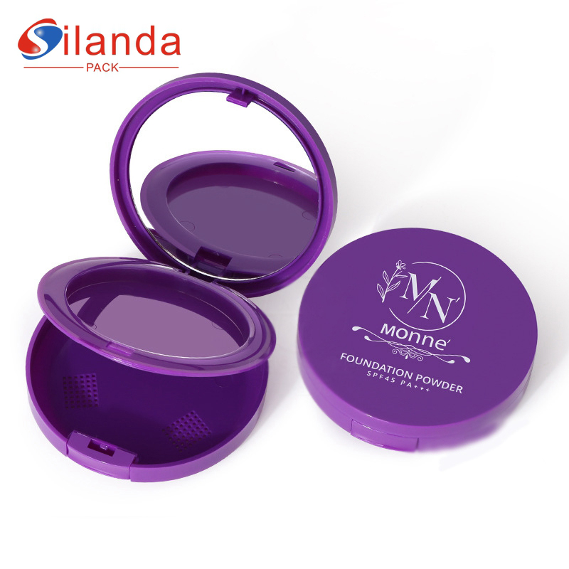 Purple Round Double Layer Concealer High Gloss Contour Palette 10g Cosmetic Powder Compact Case Blush Box