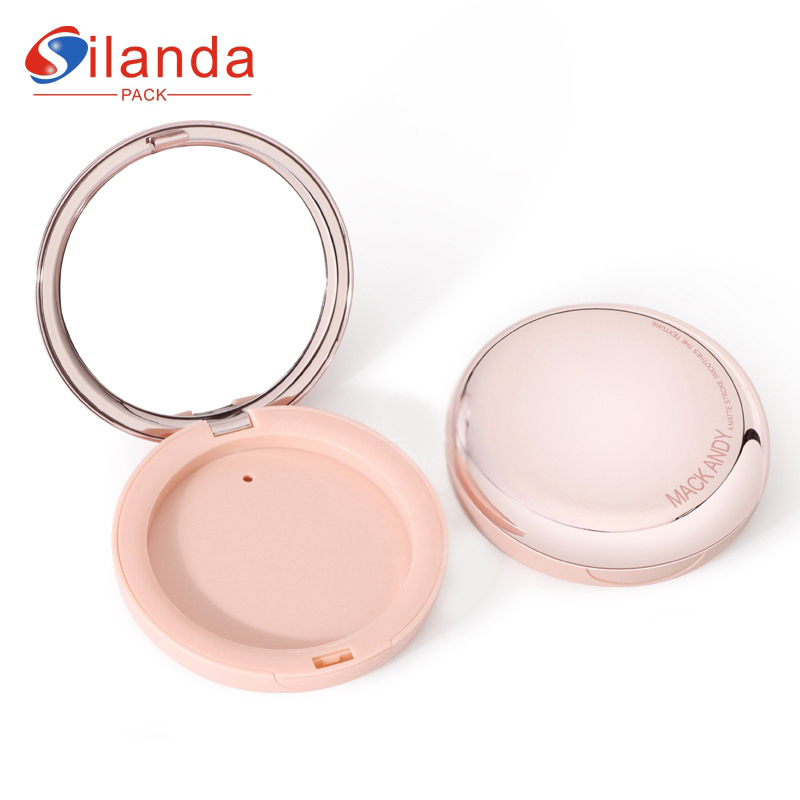 Pink Round Makeup Setting Powder Compact Case 8g Empty Highlight Blush Box with Mirror