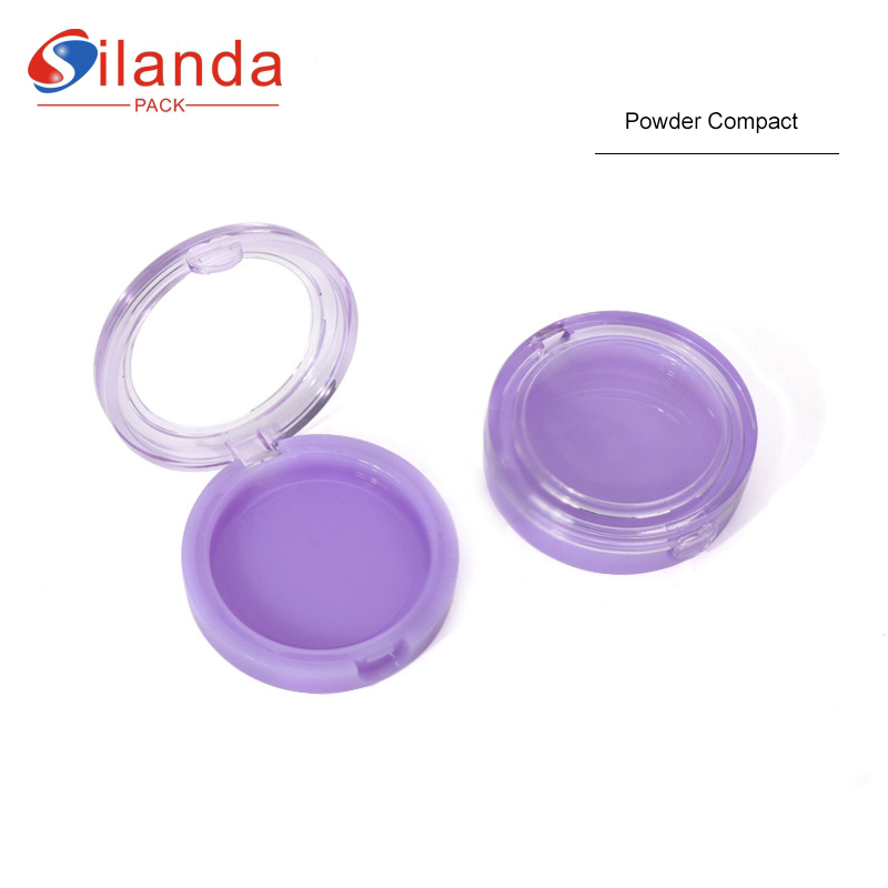 Round Purple Mini Cosmetics Monochromatic Eye Shadow Blush Box Empty 5g Makeup Contour Powder Compact Case 